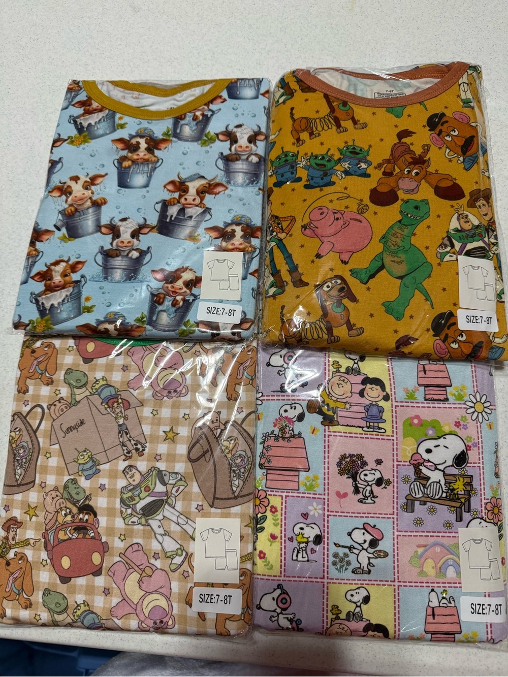 4 bamboo bundle SET size 7-8T kids pajamas